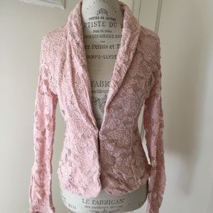 INC Shawl collar Pink Lace Blazer size M